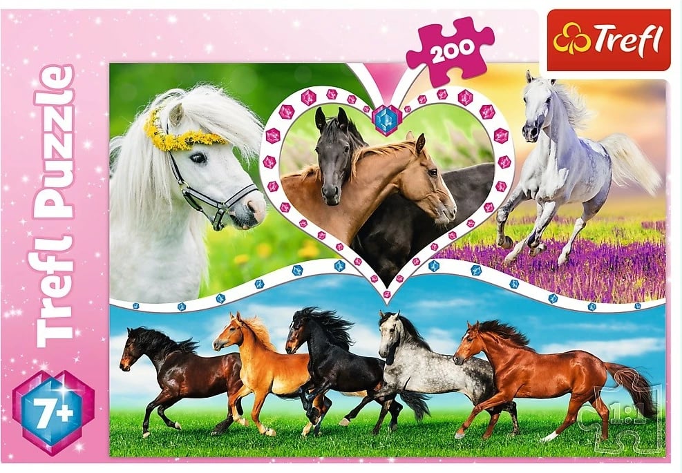 Puzzle për fëmijë Trefl 13248, 200 pjesë, Kuaj, 48x34 cm Puzzle për fëmijë Trefl 13248, 200 pjesë, Kuaj, 48x34 cm