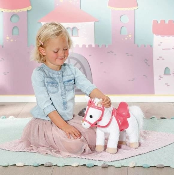Lodër poni Baby Annabell Little Cute, Zapf, 36cm, me efekte zanore, rozë/bardhë