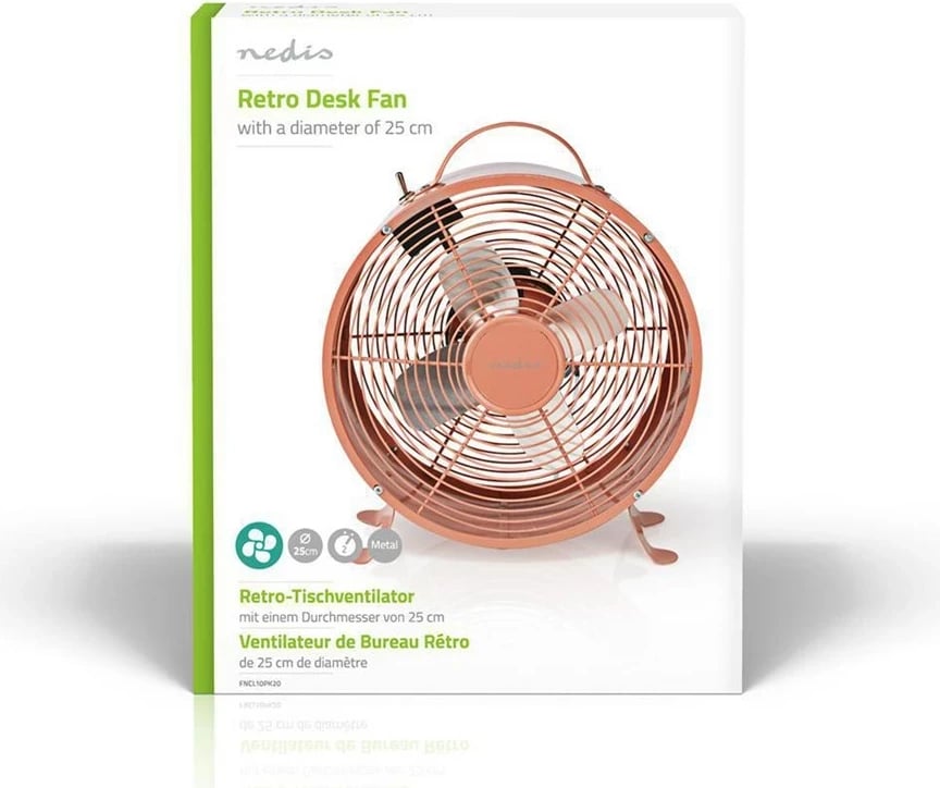 Ventilator tavoline Nedis FNCL10PK20, metalik, rozë