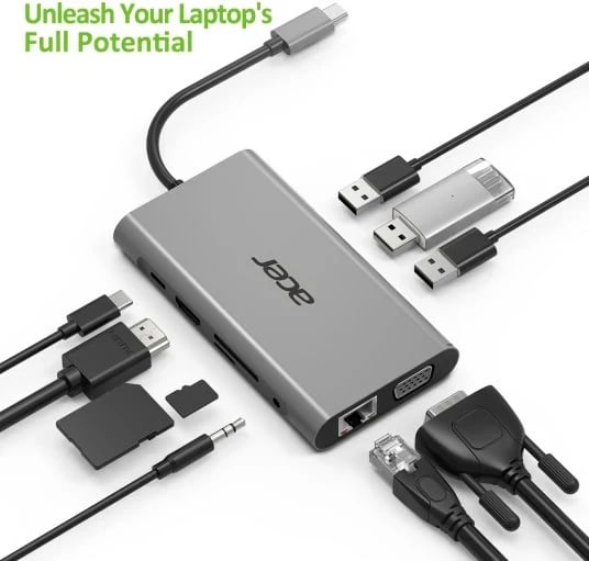 Docking station Acer HP.DSCAB.002, USB Type-C, Argjend