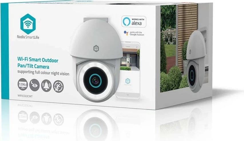 Kamerë sigurie dome Nedis WIFICO22CWT, IP, 2 MP, Full HD, Wireless, e bardhë