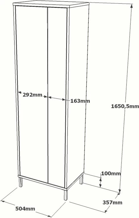Dollap banjoje melamine Dorphy, bardhë, 50x36x165cm