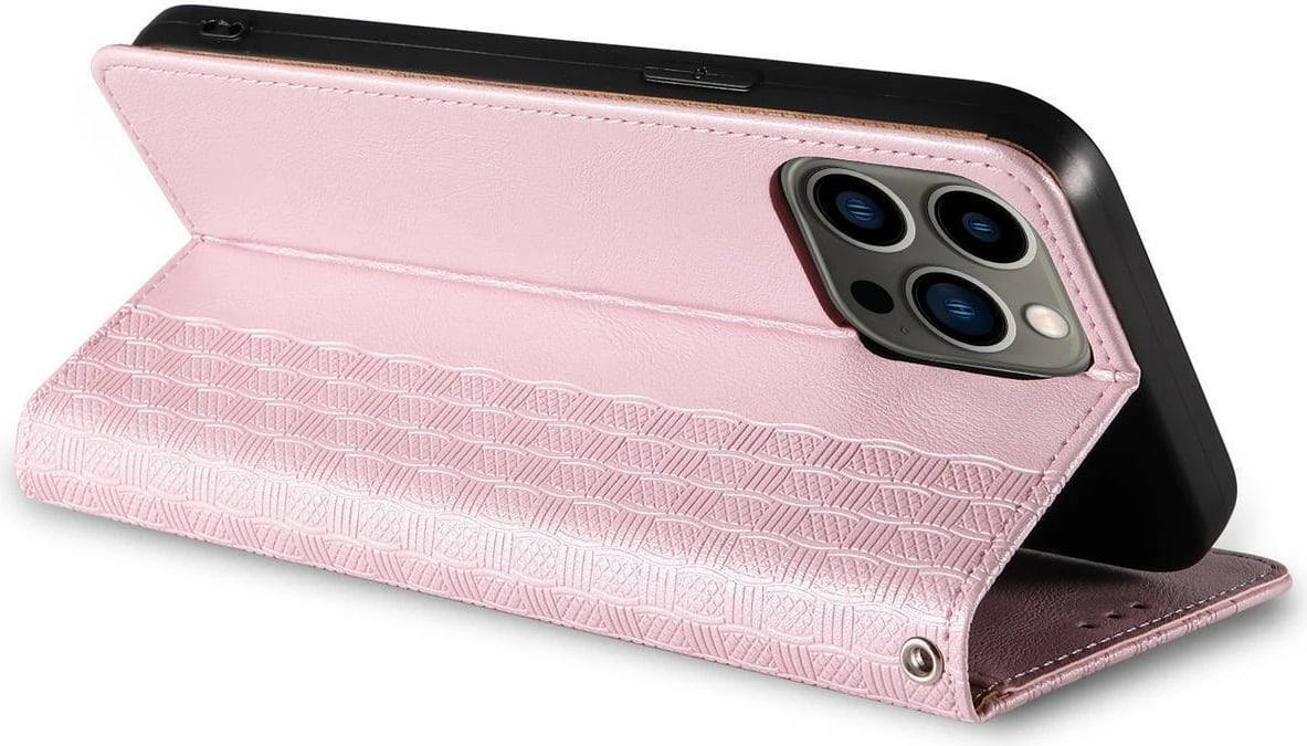 Mbështjellës Hurtel Magnet Strap Case për Samsung Galaxy S23+, me portofol, mbajtëse, rrip dore, Rozë