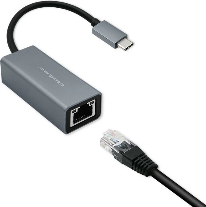 Adapter USB-C në RJ45 Qoltec 50352, 1000Mbps, kasë alumini, Gri