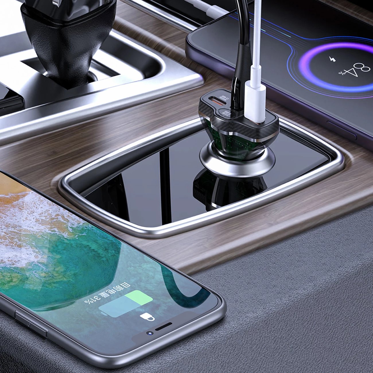 Karikues veture Dudao R78, 78W, 2xUSB-A QC, USB-C PD, i zi