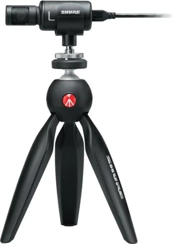 Mikrofon tavoline SHURE MV88+ VIDEO KIT, me tripod, i zi