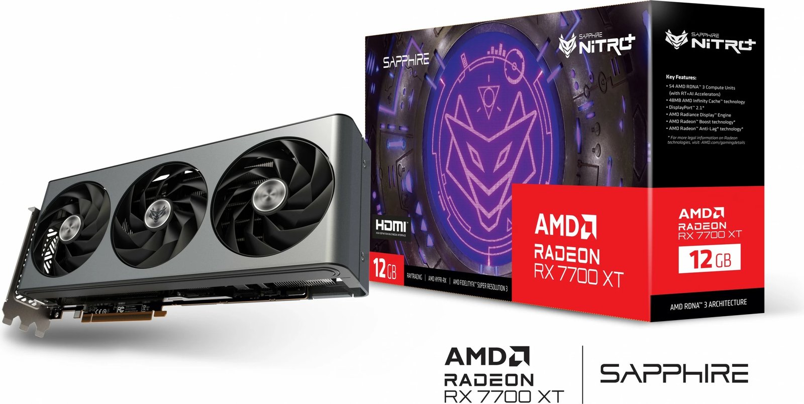 Kartelë grafike Sapphire NITRO+ Radeon RX 7700 XT, 12GB, GDDR6, PCI Express x16, Multikolor