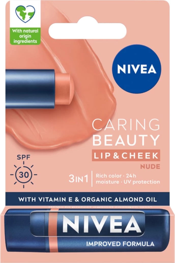 Buzëkuq për femra Nivea Caring Beauty Nourishing Lipstick 3-in-1 Nude 4.8g