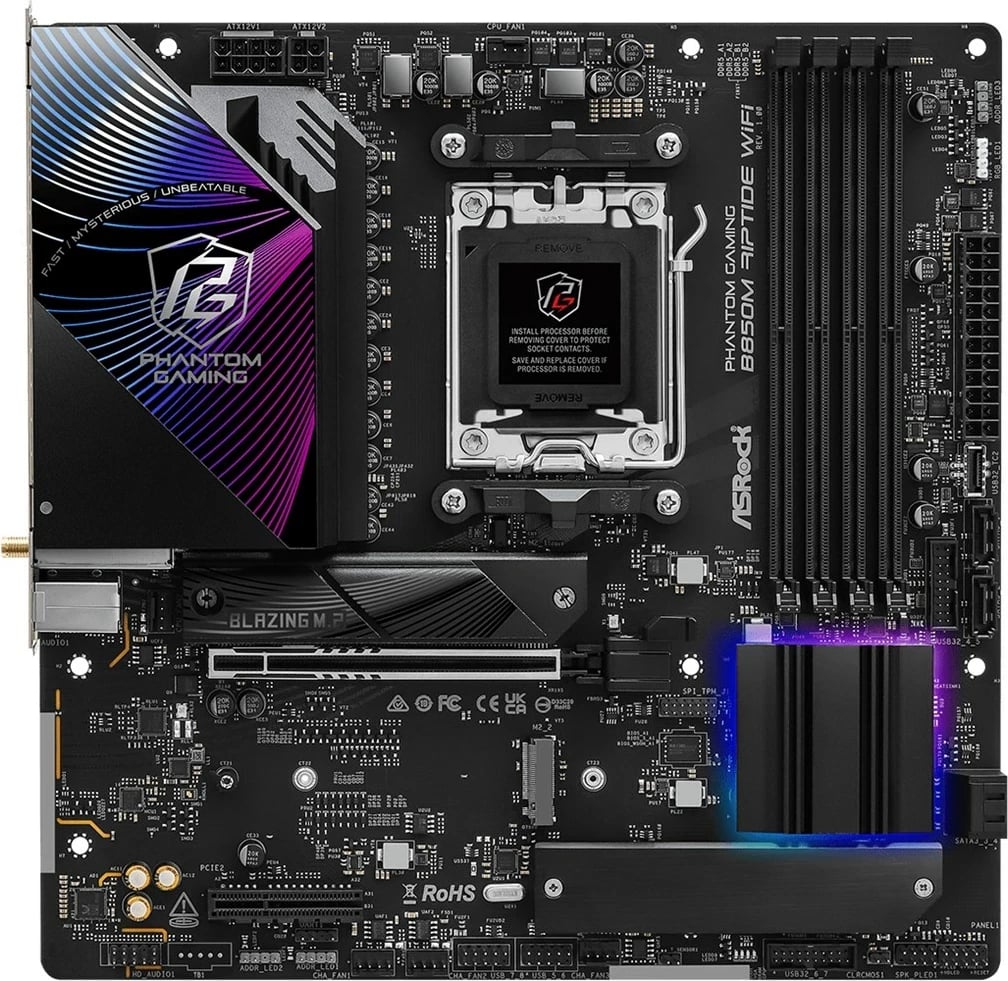 Pllakë amë Asrock Phantom Gaming B850M Riptide WiFi, Socket AM5, micro ATX, e zezë