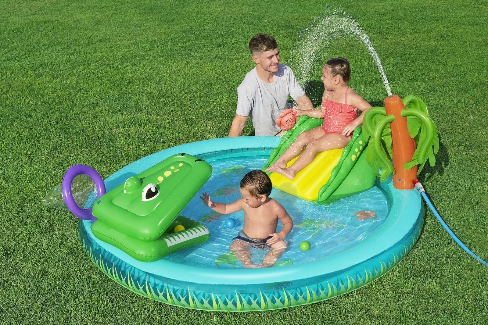 Qendër loje uji e fryrë për fëmijë Bestway Crocodile Cove, 2.24m x 1.81m x 72cm, shumëngjyrëshe Qendër loje uji e fryrë për fëmijë Bestway Crocodile Cove, 2.24m x 1.81m x 72cm, shumëngjyrëshe