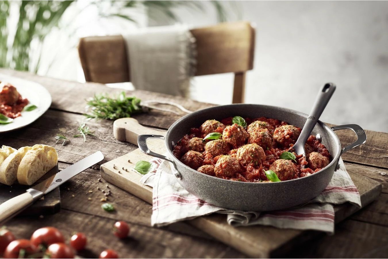 Tigan Ballarini SALINA 24cm, kapak xhami, alumini, gri