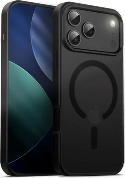 Mbështjellës CRONG Hybrid Frost MAG Cover për iPhone 17 Pro Max, MagSafe, 37 magnetë N52, polikarbonat, i zi