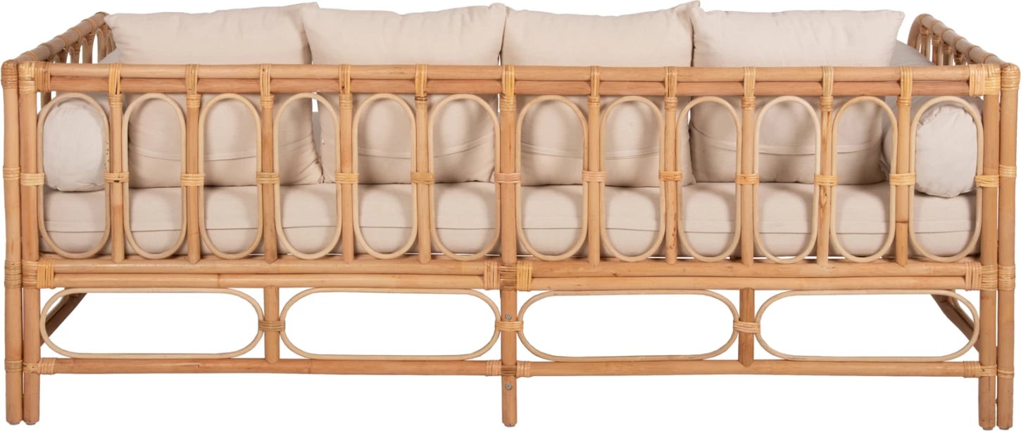 Krevati-divan LIGNANO FH9660 rattan natyral me jastëkë bezhë 200x100x75H cm