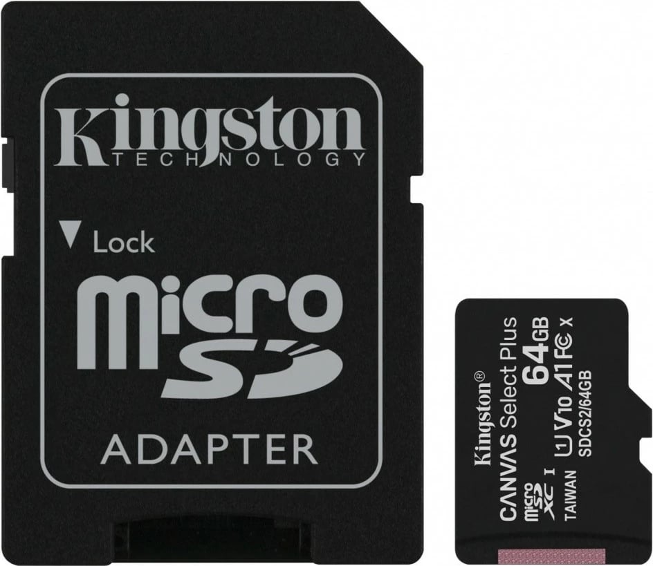 Kartelë memorie microSD Kingston Canvas Select Plus 64GB me adapter