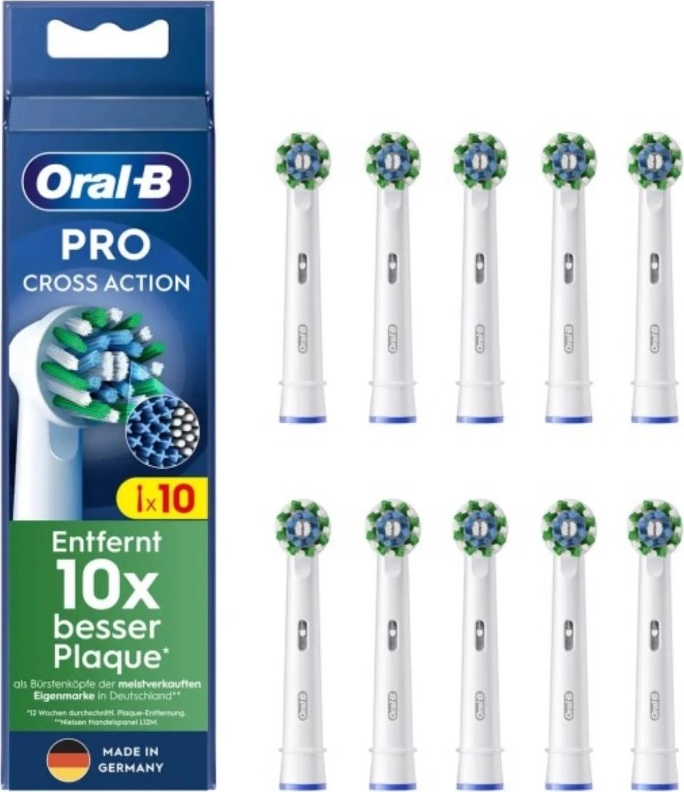 Kokë furçe dhëmbësh sonike, Oral-B, 860595 Cross Action, set 10 copë, e bardhë