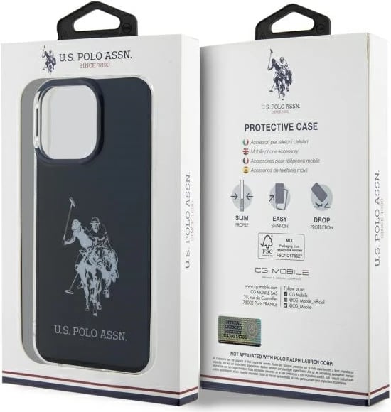 Mbështjellës U.S. Polo Assn. USHCP15XTPUHRBK për iPhone 15 Pro Max 6.7", Shiny Big Logo, zi