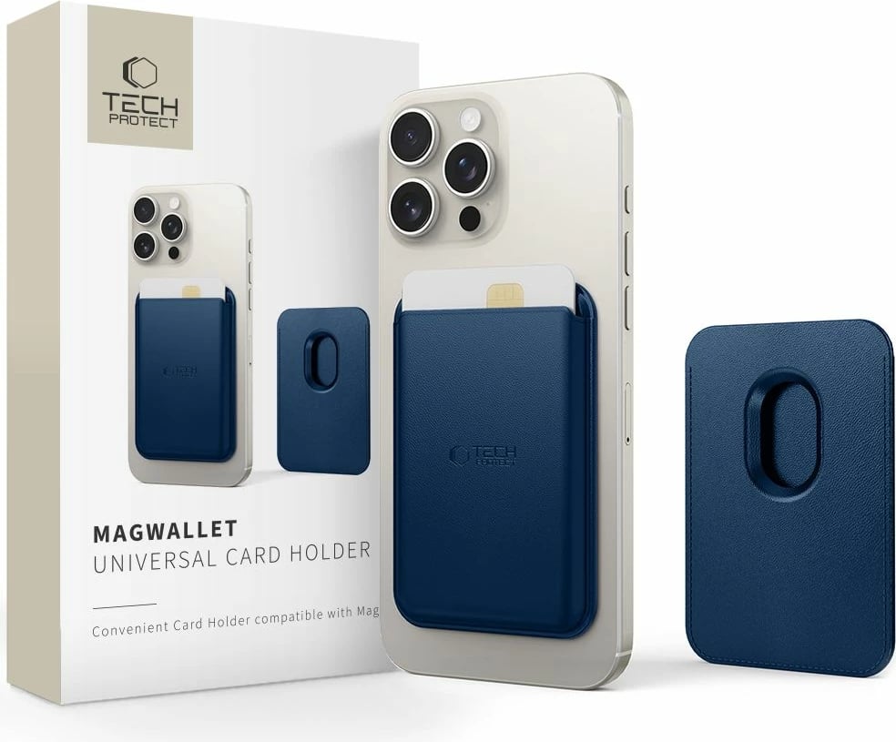 Mbajtëse kartelash për celular Tech-Protect MagWallet MagSafe, Kaltër Mbajtëse kartelash për celular Tech-Protect MagWallet MagSafe, Kaltër