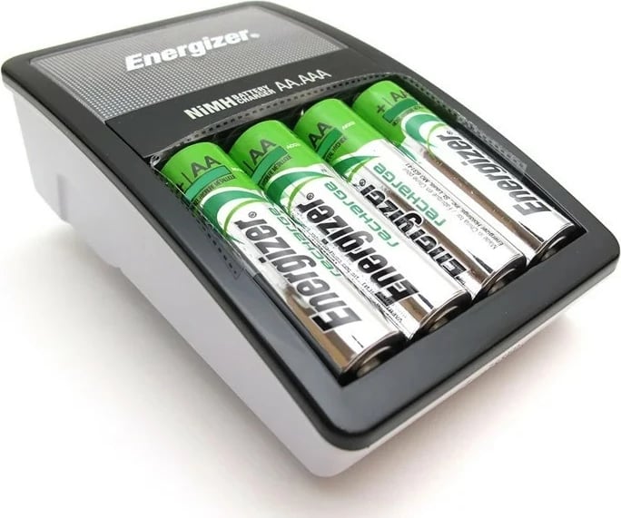 Karikues baterish Energizer Maxi + Power Plus me 4 bateri AA 2000 mAh, Argjendtë