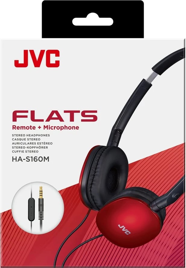Kufje JVC HA-S160M-RU, me mikrofon, 1.2m, e kuqe