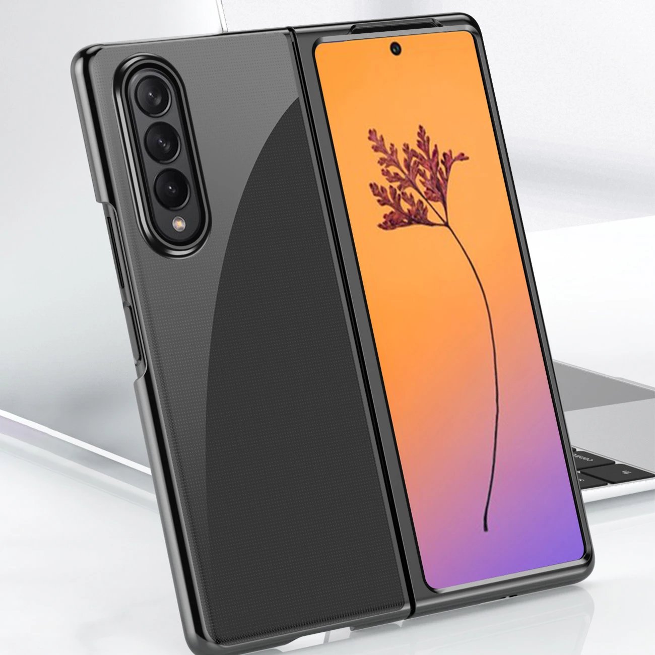 Mbështjellës Hurtel Plating Case për Samsung Galaxy Z Fold 4, kornizë metalike, kaltër