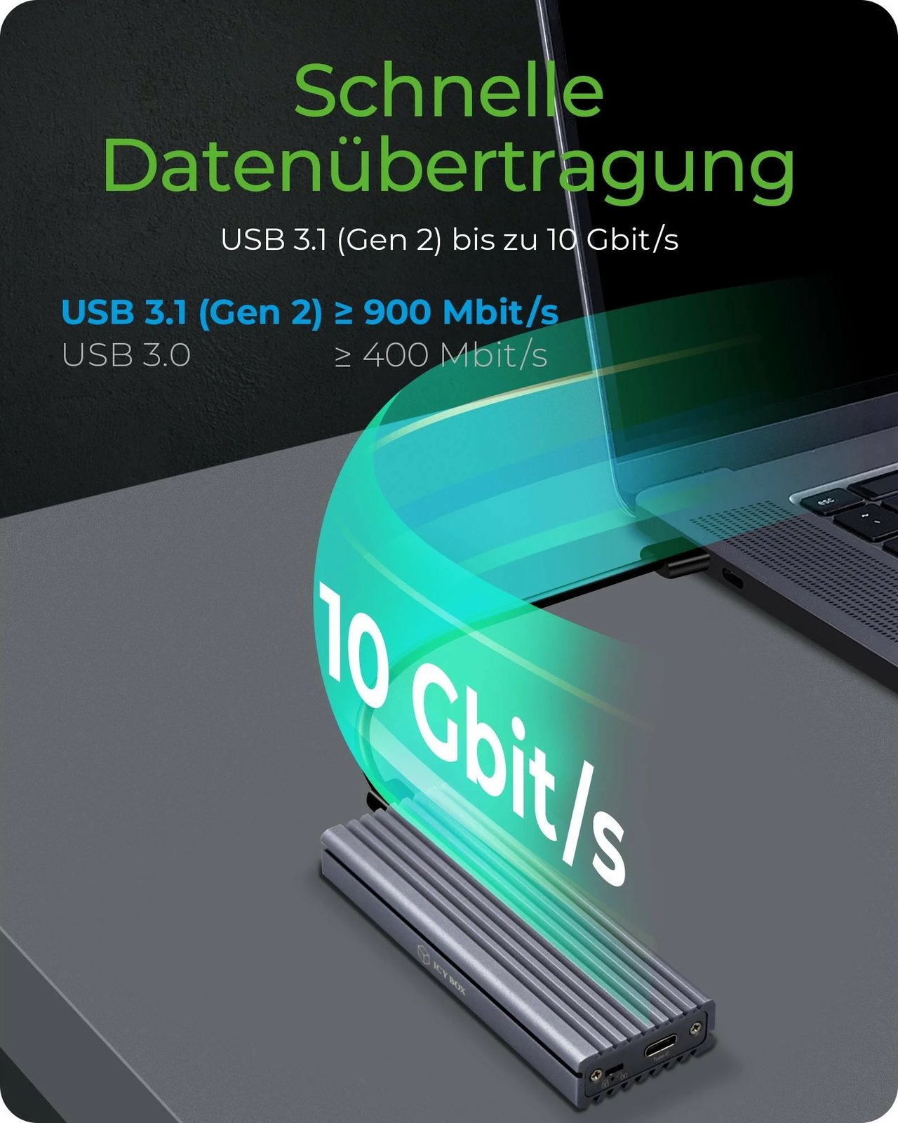Kasë SSD ICY BOX IB-1817M-C31, M.2, PCI Express 3.0, 10 Gbit/s, USB lidhje, Gri