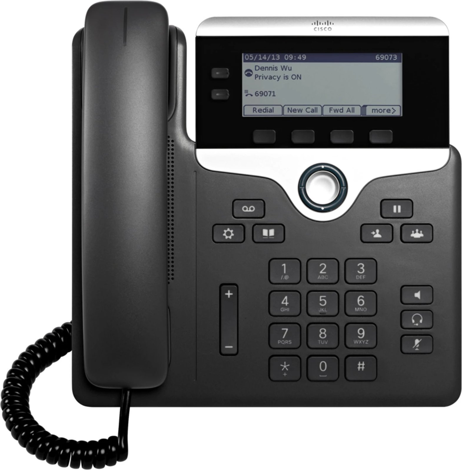 Telefon IP Cisco 7821, 2 linja, ekran 3.5 inç, PoE, zi/argjendtë
