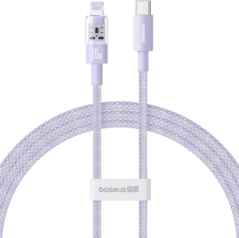 Kabllo Baseus Gem USB-C në iP për mbushje të shpejtë, 1 m, 20 W, Vjollcë