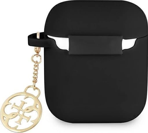 Mbështjellës Guess GUA2LSC4EK për AirPods 1/2, silikon, i zi, Charm 4G Collection