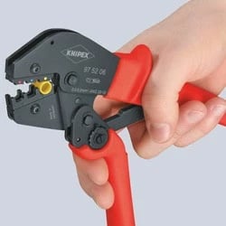 Presa krimpimi Knipex 97 52 13, 250mm, dorezë plastike, e kuqe