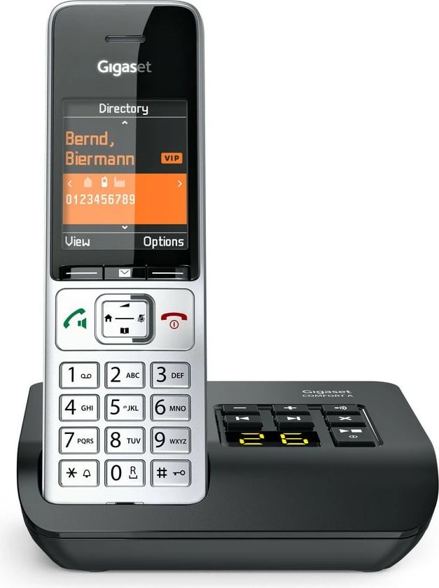 Telefon fiks Gigaset COMFORT 500A, analog/DECT, regjistrues automatik, ekran ngjyrë, 200 kontakte, i zi/argjendtë Telefon fiks Gigaset COMFORT 500A, analog/DECT, regjistrues automatik, ekran ngjyrë, 200 kontakte, i zi/argjendtë