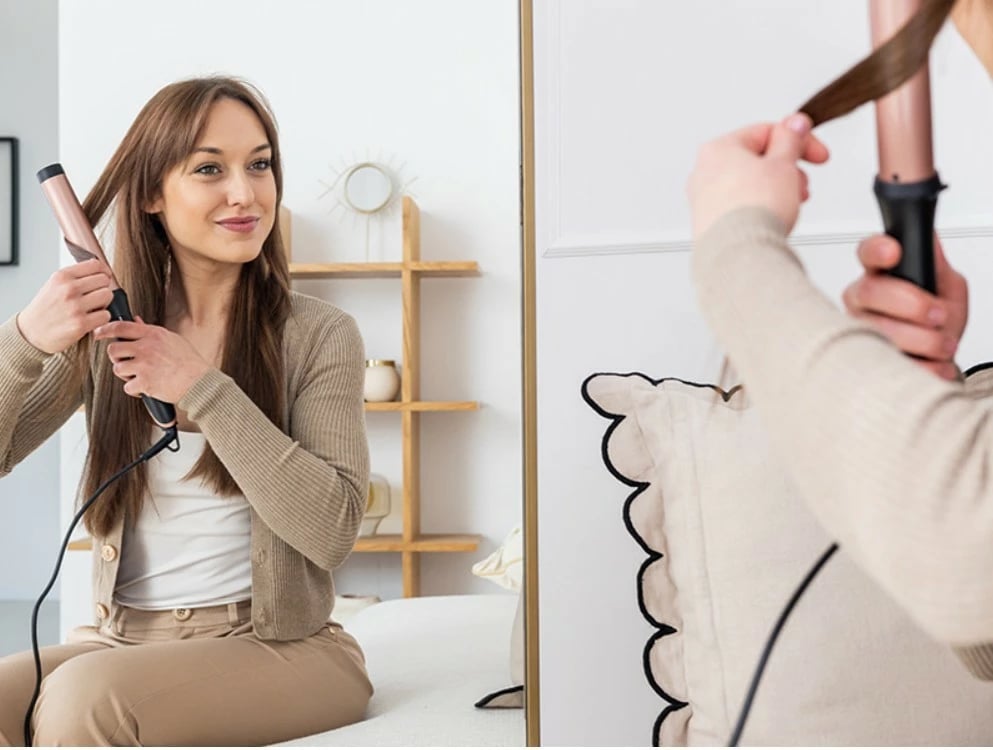 Figaro për flokë, Lafe, Sleek & Shine Curler LAFLKA47572, 32 mm, rregullim temperature 100-200°C, 60 W, veshje qeramike, ekran LCD, me dorëzë mbrojtëse, e zezë/rozë