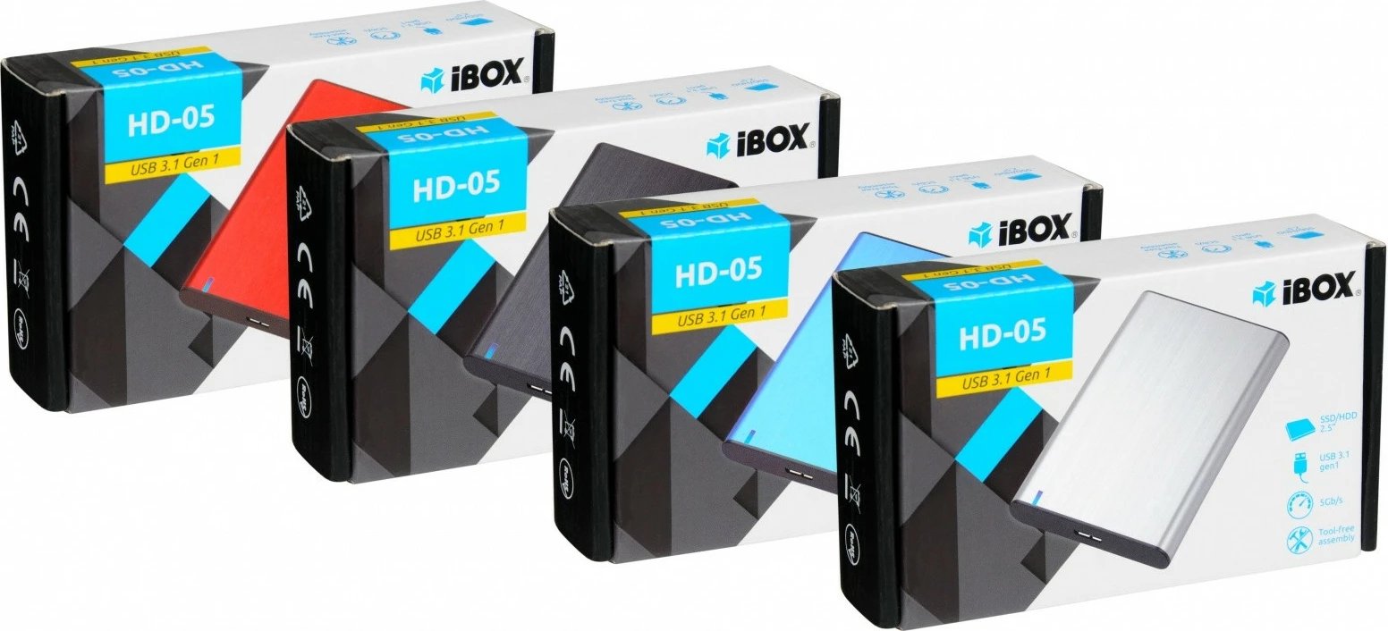 Kasë iBOX HD-05, 2.5", USB 3.1, Alumini, Kuqe