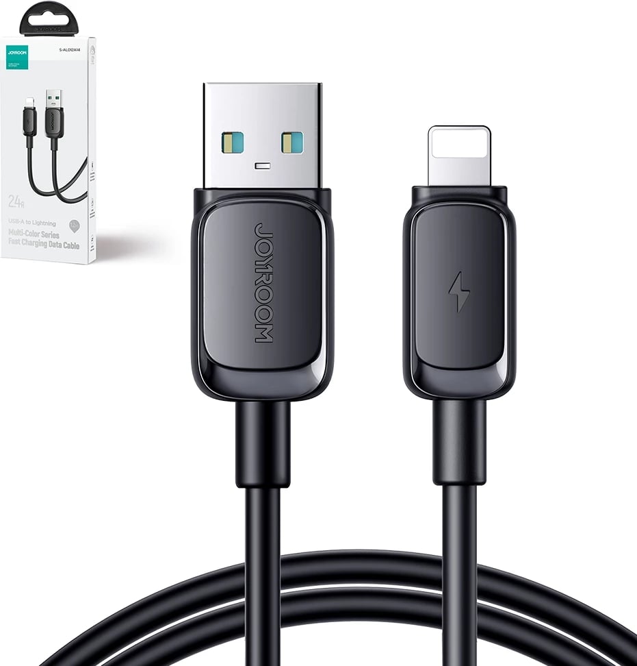 Kabllo Joyroom Multi-Color Series A14, Lightning në USB-A, 2m, 2.4A, e zezë