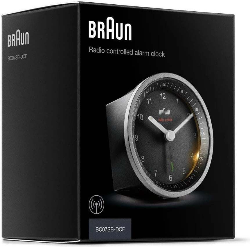 Alarm Braun BC07SB-DCF, analog, radio kontroll, zi e argjendtë