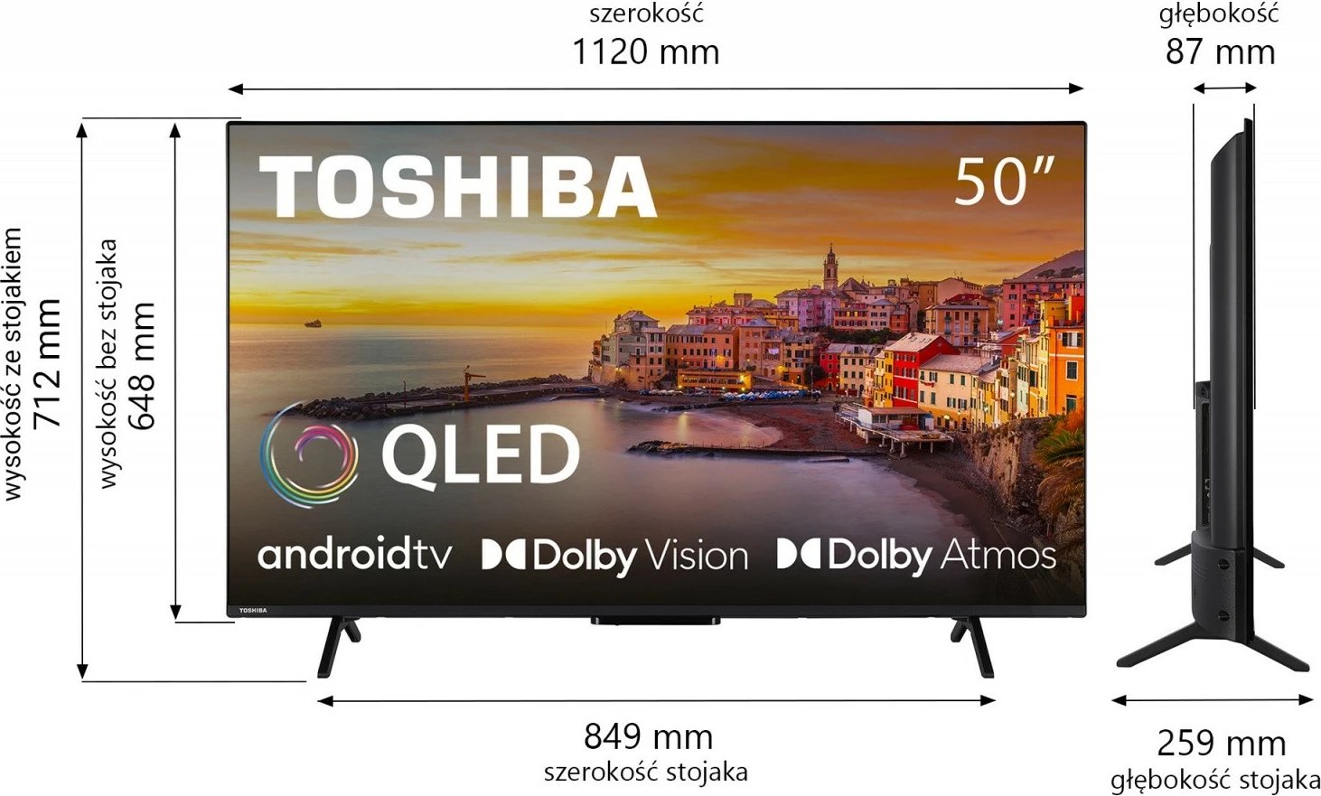 Televizor QLED Toshiba 50QA2363DG, 50 inç, Ultra HD 4K, Android TV, i zi