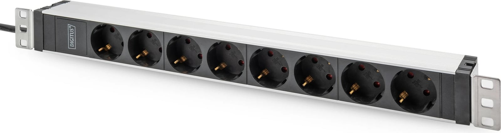 PDU alumini Digitus 1U, 8x prizë Schutzkontakt, 16A, 230V, rackmount