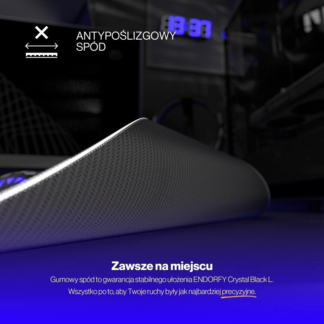Mauspad Endorfy Crystal Black L, për lojtarë, ngjyrë bardhë e zi
