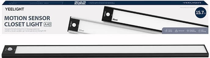 Llambë me sensor Yeelight Motion Sensor Closet Light A40, 40cm, 2700K, e zezë