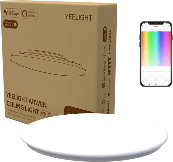 Llambë tavani smart Yeelight Arwen Ceiling Light 450C, Ø495mm, 50W, 4000lm, Bardhë