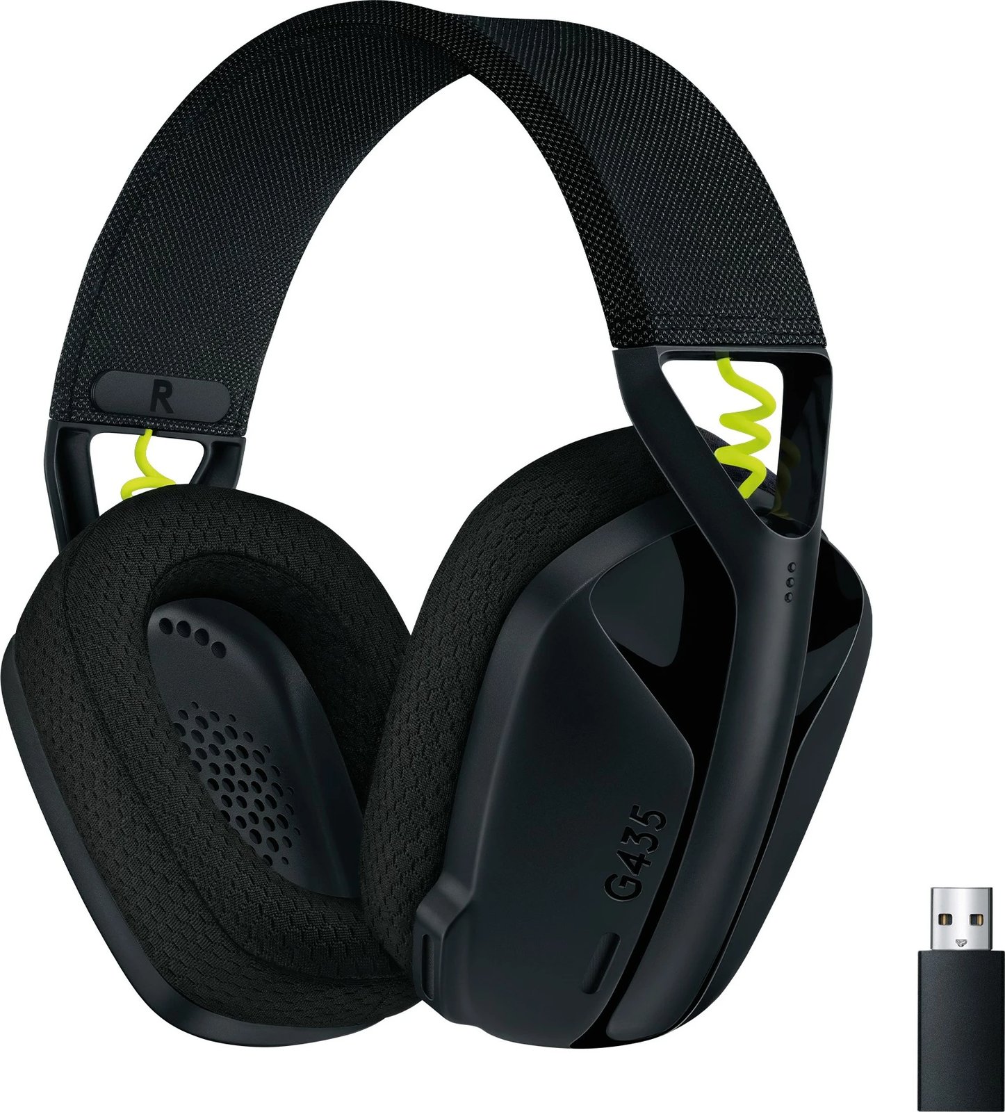 Kufje gaming Logitech G435 LIGHTSPEED, pa tela, e zezë dhe e verdhë neon
