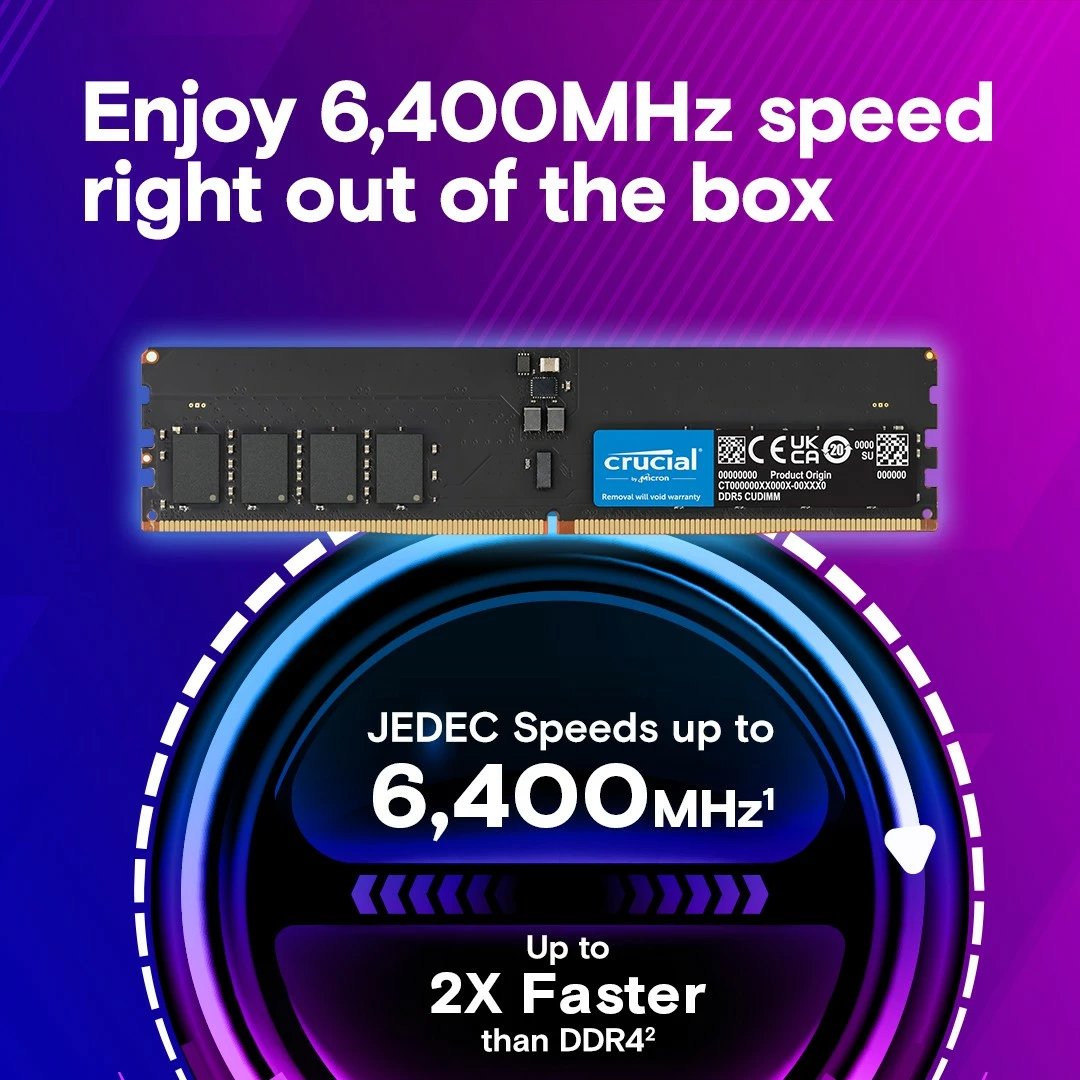 RAM Memorje Crucial DDR5 CUDIMM 32GB, 6400 MHz, CL52, ECC