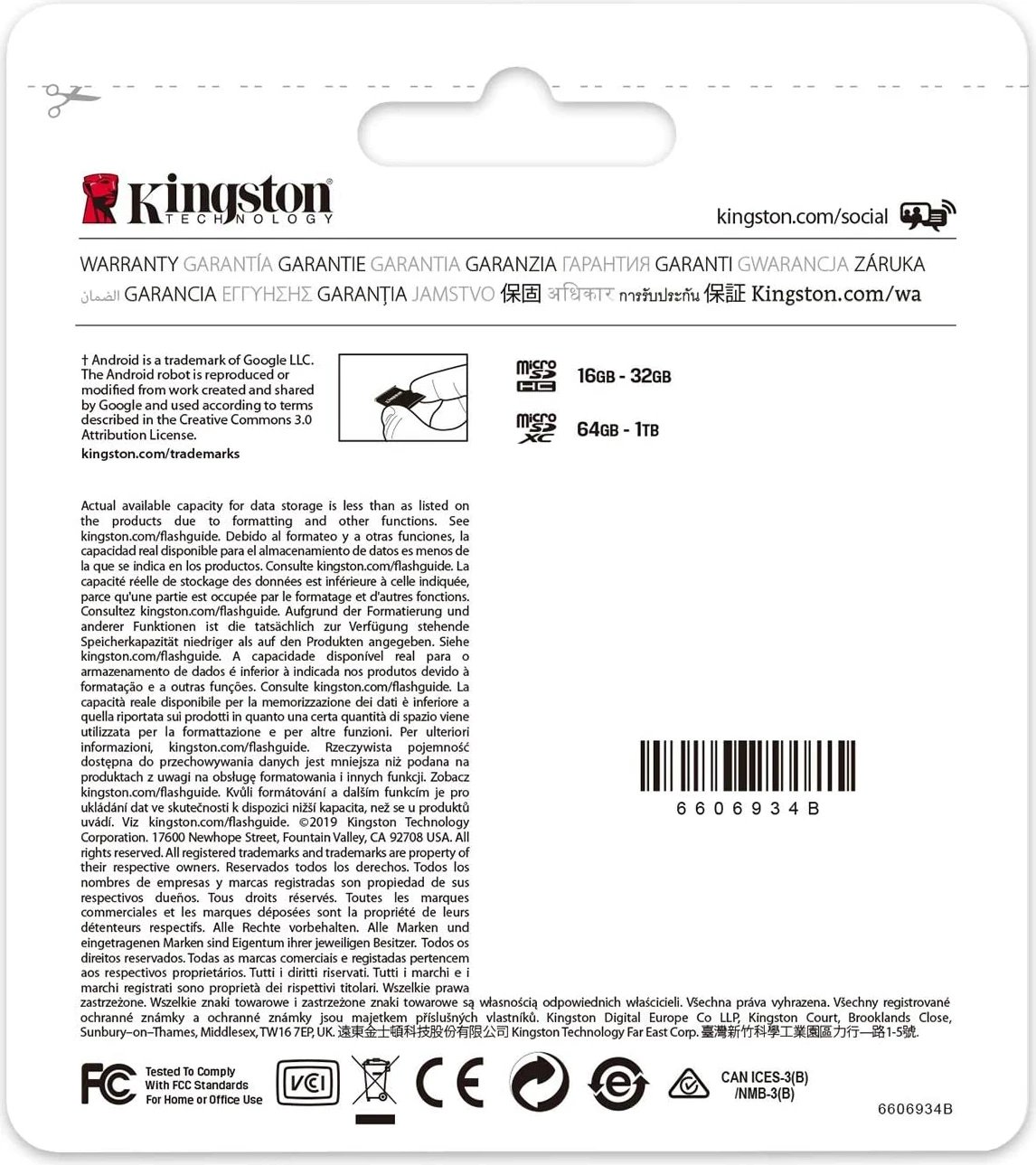 Kartelë microSD Kingston 128GB Classe 10 SDCS2/128GB me Adattatore SD