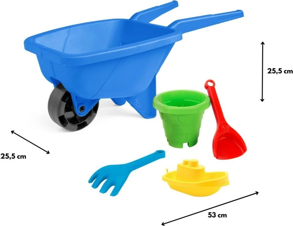 Set lodrash për rërë me karrocë Wader 74511, plastikë, kaltër, 4 pjesë