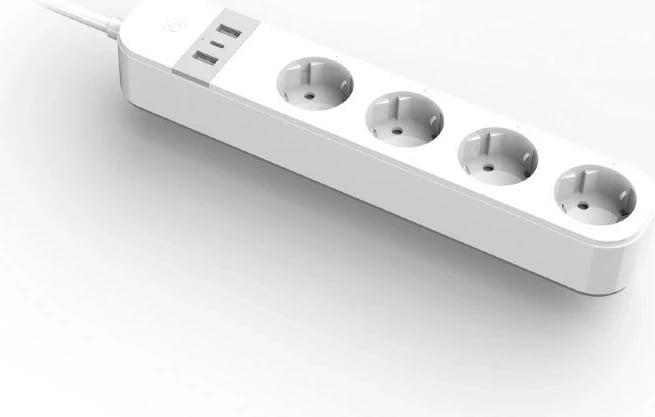 Shirit elektrik i mençur Gembird TSL-PS-S4U-01-W, 4 dalje AC, 1.5 m, 3880 W, Bardhë
