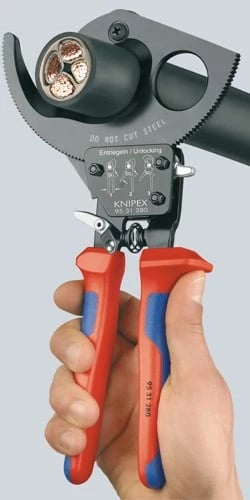 KNIPEX 95 31 280 presa kabllosh, dorezë plastike, 280 mm, e kuqe