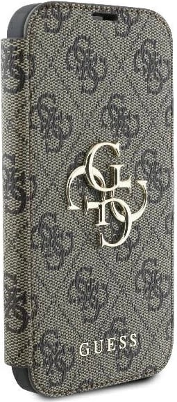Mbështjellës Guess 4G Metal Logo për iPhone 16, kafe