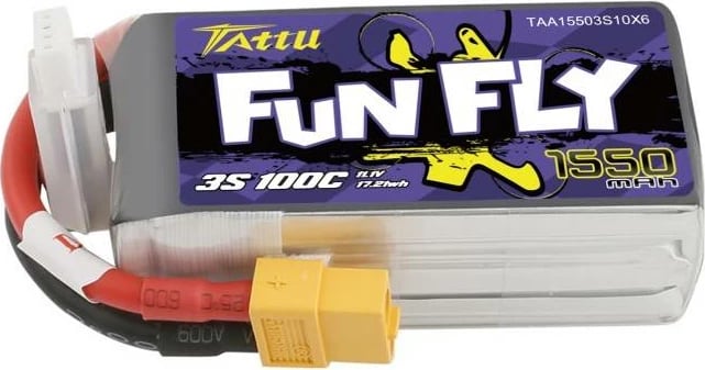 Bateri Tattu Funfly 1550mAh 11.1V 100C 3S1P për dronë