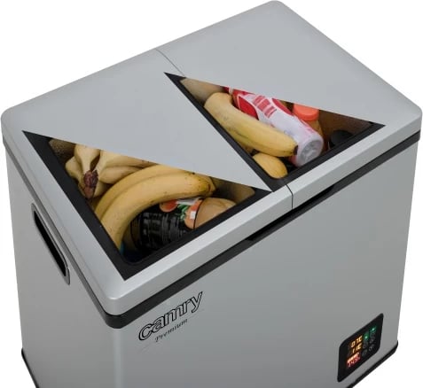 Frigorifer portativ me kompresor, Camry CR 8076, 38L, dy ndarje (15L frigorifer + 23L ngrirës), ekran LCD, gri