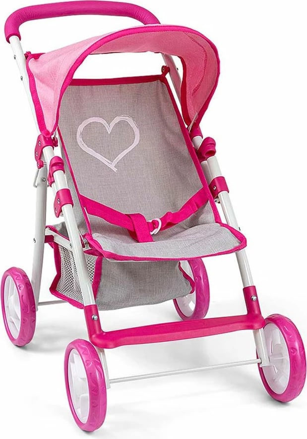 Karrocë për kukulla, Milly Mally, Natalie Prestige, për kukulla deri 50 cm, e palosshme me tendë, rozë