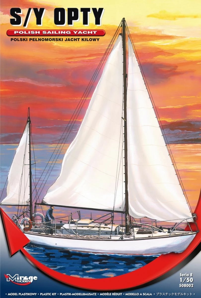 Model jahti plastik Mirage S/Y OPTY, 1:50, set për montim